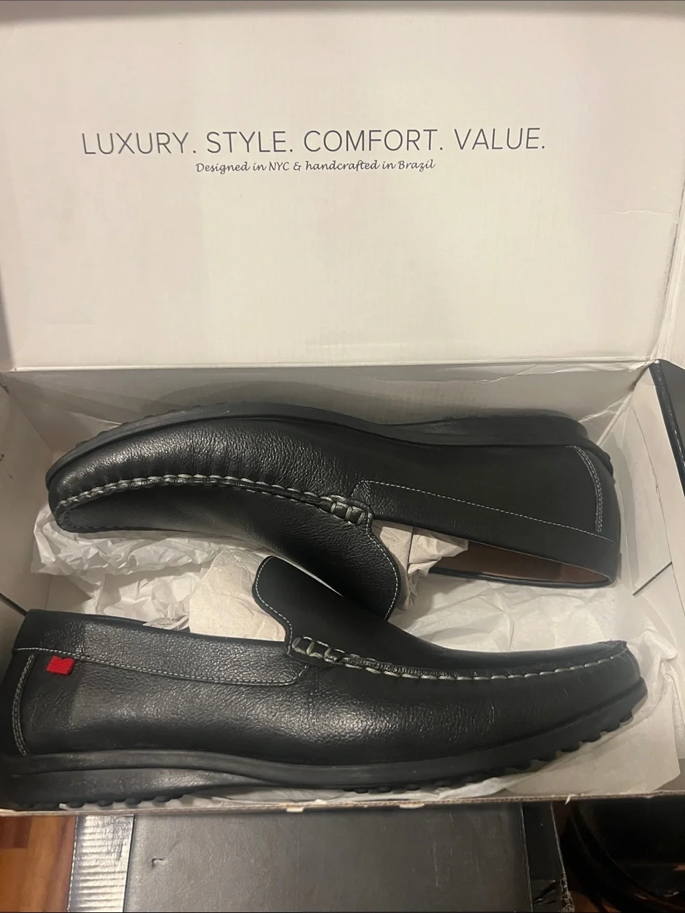 Marc Joseph Men's Black Leather Carnegie Hill Slip-On Driving Loafers Size 12M
